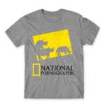National Pornographic Grey Melange Men's T-shirt for Brand Parody, Funny