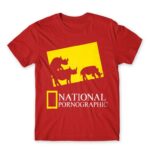 National Pornographic Red Men's T-shirt for Brand Parody, Funny