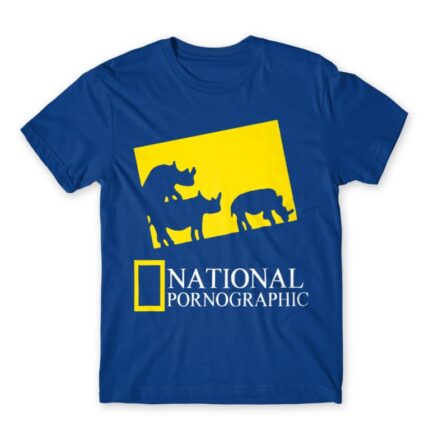 National Pornographic Royal Blue Men's Tee for Brand Parody, Funny