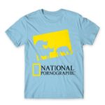 National Pornographic Sky Blue Men's T-shirt for Brand Parody, Funny