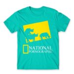 National Pornographic Turquoise Men's Tee for Brand Parody, Funny
