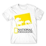 National Pornographic White Men's T-shirt for Brand Parody, Funny