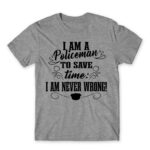 Never Wrong – Policeman Grey Melange Men's T-shirt for Police, Work