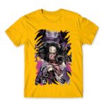 Nezuko Art Gold Men's T-shirt for Anime, Kimetsu No Yaiba