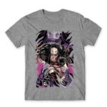 Nezuko Art Grey Melange Men's T-shirt for Anime, Kimetsu No Yaiba