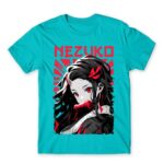 Nezuko portrait Atoll Blue Men's T-shirt for Anime, Kimetsu No Yaiba
