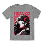 Nezuko portrait Grey Melange Men's T-shirt for Anime, Kimetsu No Yaiba