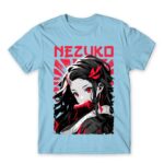 Nezuko portrait Sky Blue Men's T-shirt for Anime, Kimetsu No Yaiba