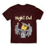 Night Owl Burgundy Men's T-shirt for Anime, Original Art