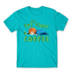 Ok, but First Coffee – Boy Atoll Blue Men's Tee for Anime, Original Character
