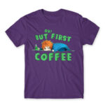 Ok, but First Coffee – Boy Dark Purple Men's Tee for Anime, Original Character