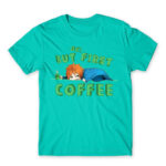 Ok, but First Coffee – Boy Turquoise Men's Tee for Anime, Original Character