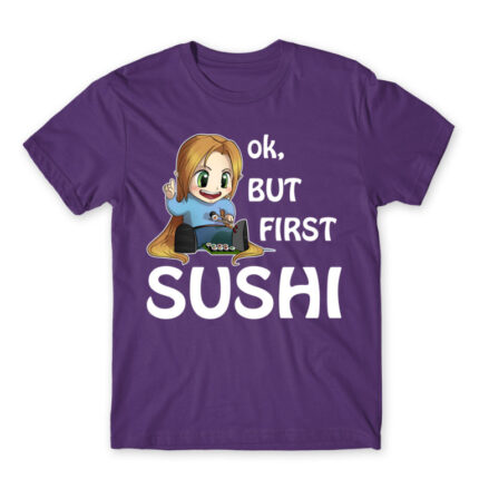 Ok, but First Sushi Dark Purple Men's Tee for Anime, Original Character