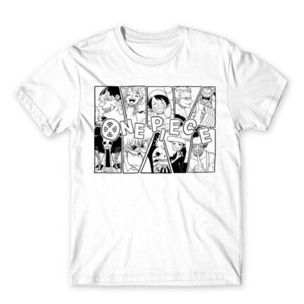 One Piece Black and White White Men's T-shirt for Anime, One Piece