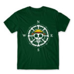 One piece compass Bottle Green Men's T-shirt for Anime, One Piece