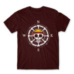 One piece compass Burgundy Men's Tee for Anime, One Piece