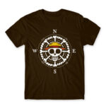 One piece compass Chocolate Men's Tee for Anime, One Piece