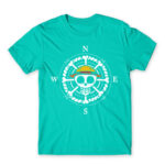 One piece compass Turquoise Men's T-shirt for Anime, One Piece