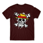 One Piece grunge logo Burgundy Men's Tee for Anime, One Piece