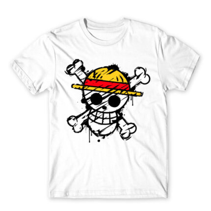 One Piece grunge logo White Men's Tee for Anime, One Piece