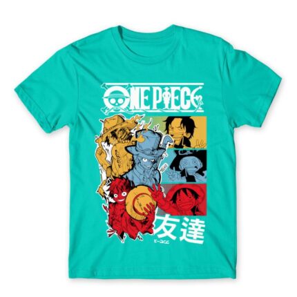 One Piece – Poster Turquoise Men's Tee for Anime, One Piece