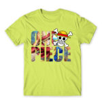 One Piece Text Apple Green Men's Tee for Anime, One Piece