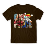 One Piece Text Chocolate Men's Tee for Anime, One Piece