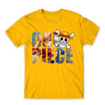 One Piece Text Gold Men's Tee for Anime, One Piece