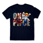 One Piece Text Navy Men's T-shirt for Anime, One Piece