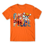 One Piece Text Orange Men's T-shirt for Anime, One Piece
