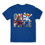One Piece Text Royal Blue Men's T-shirt for Anime, One Piece