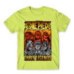 One Piece – Three Legends Apple Green Men's Tee for Anime, One Piece