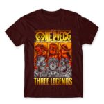 One Piece – Three Legends Burgundy Men's Tee for Anime, One Piece