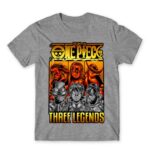 One Piece – Three Legends Grey Melange Men's T-shirt for Anime, One Piece