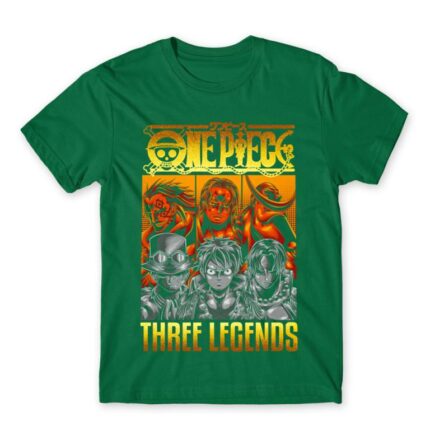 One Piece – Three Legends Kelly Green Men's T-shirt for Anime, One Piece