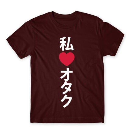 Otaku love 2 Burgundy Men's Tee for Anime, Otaku