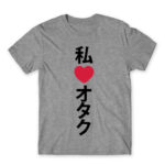 Otaku love 2 Grey Melange Men's Tee for Anime, Otaku