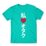 Otaku love 2 Turquoise Men's Tee for Anime, Otaku