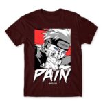 Pain – AKatsuki Burgundy Men's Tee for Anime, Naruto