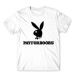 Pay for Boobs White Men's T-shirt for Brand Parody, Funny