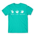 Peace love massage Turquoise Men's T-shirt for Massage Therapist, Work