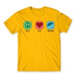 Peace – Love – Weather Gold Men's T-shirt for Meteorologist, Work