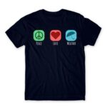 Peace – Love – Weather Navy Men's Tee for Meteorologist, Work