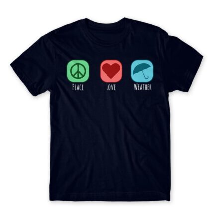 Peace – Love – Weather Navy Men's Tee for Meteorologist, Work
