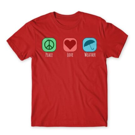 Peace – Love – Weather Red Men's T-shirt for Meteorologist, Work