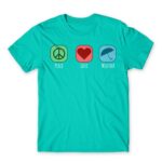 Peace – Love – Weather Turquoise Men's T-shirt for Meteorologist, Work