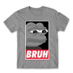 Pepe – Bruh Grey Melange Men's T-shirt for Funny, Meme