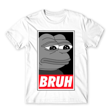 Pepe – Bruh White Men's Tee for Funny, Meme