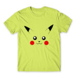 Pikachu face Apple Green Men's T-shirt for Anime, Pokemon