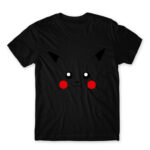 Pikachu face Black Men's T-shirt for Anime, Pokemon